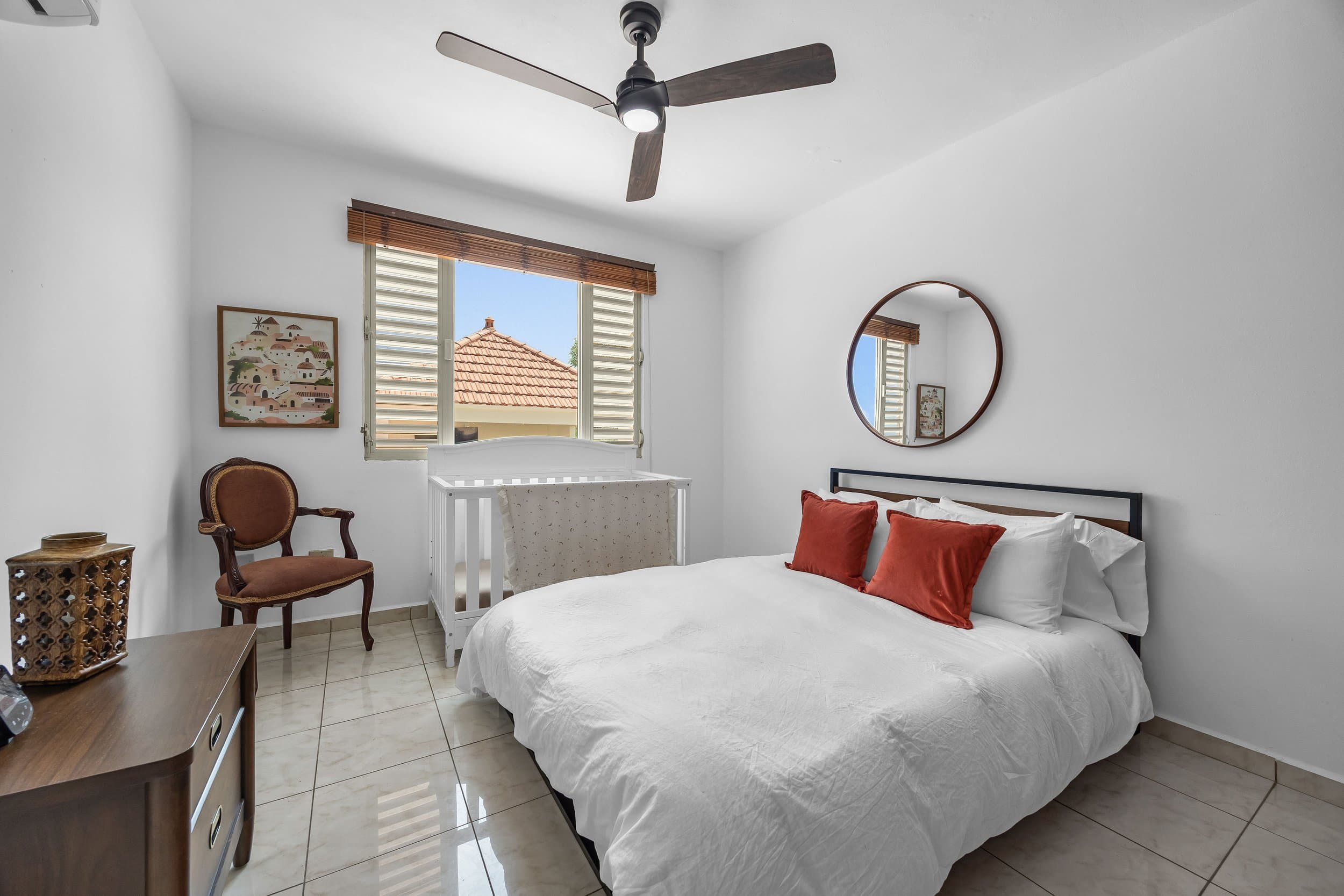 Guest bedroom with garden light