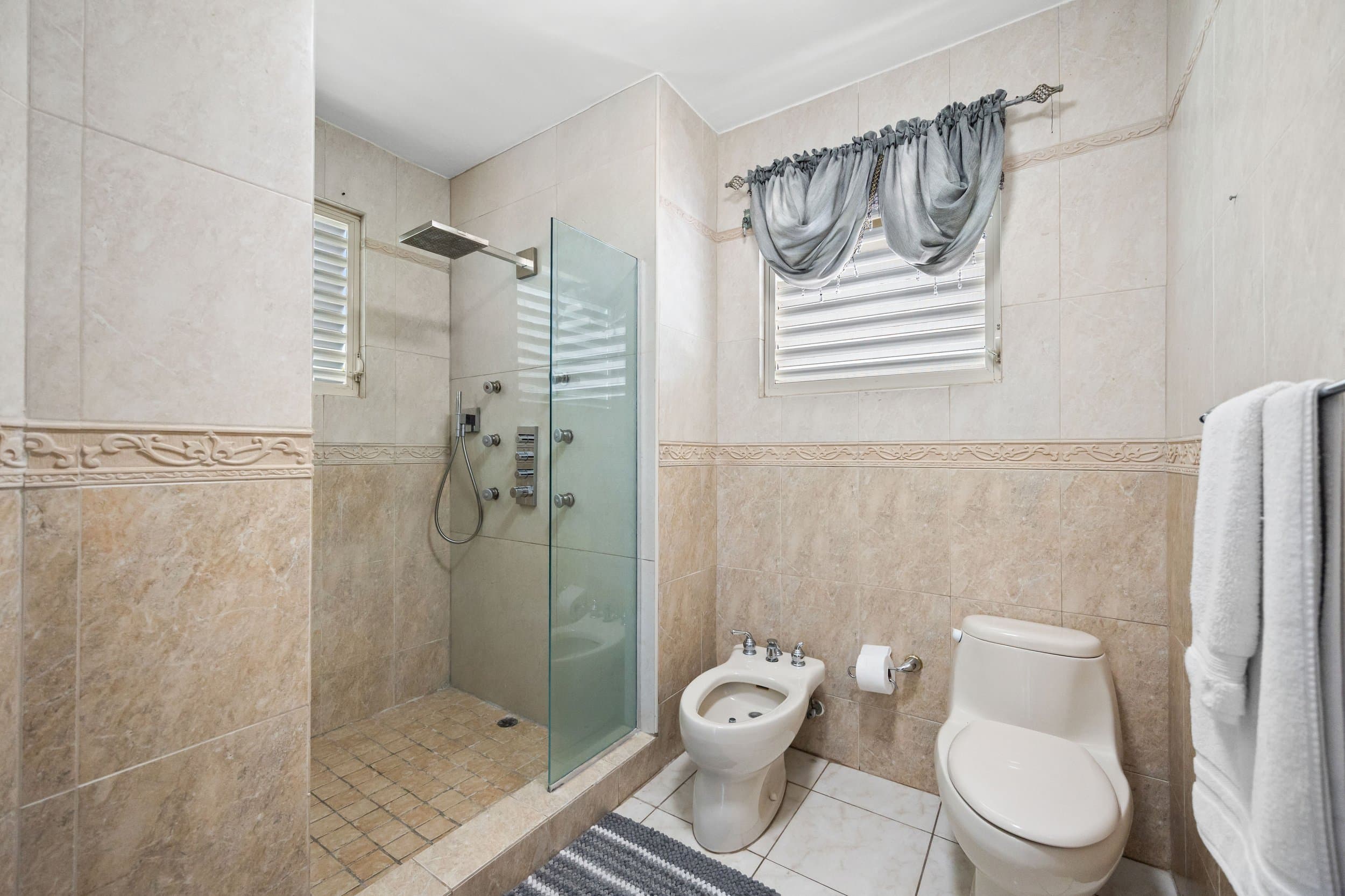 Glass shower and bidet suite