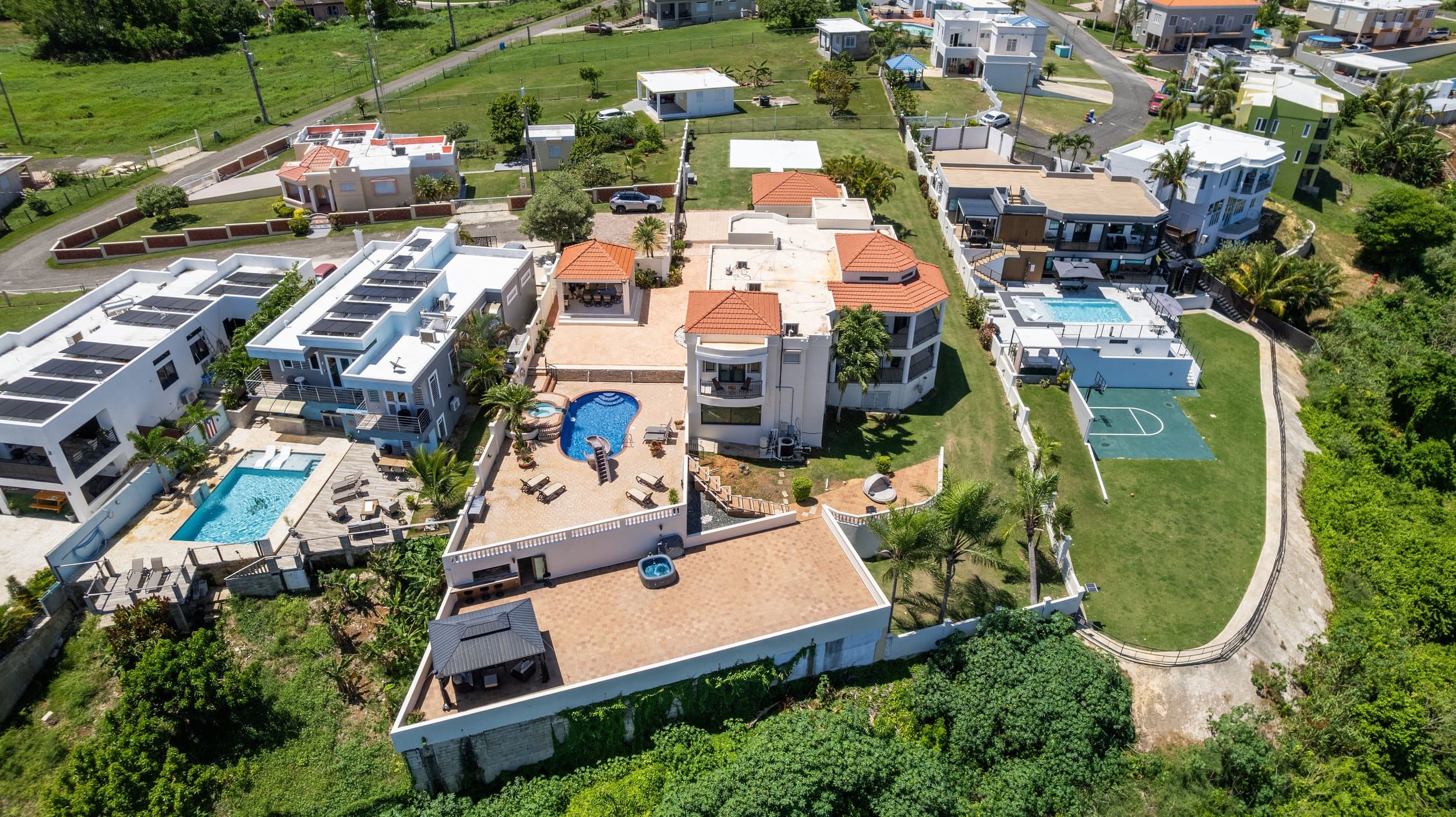 Neighborhood and coastline from above