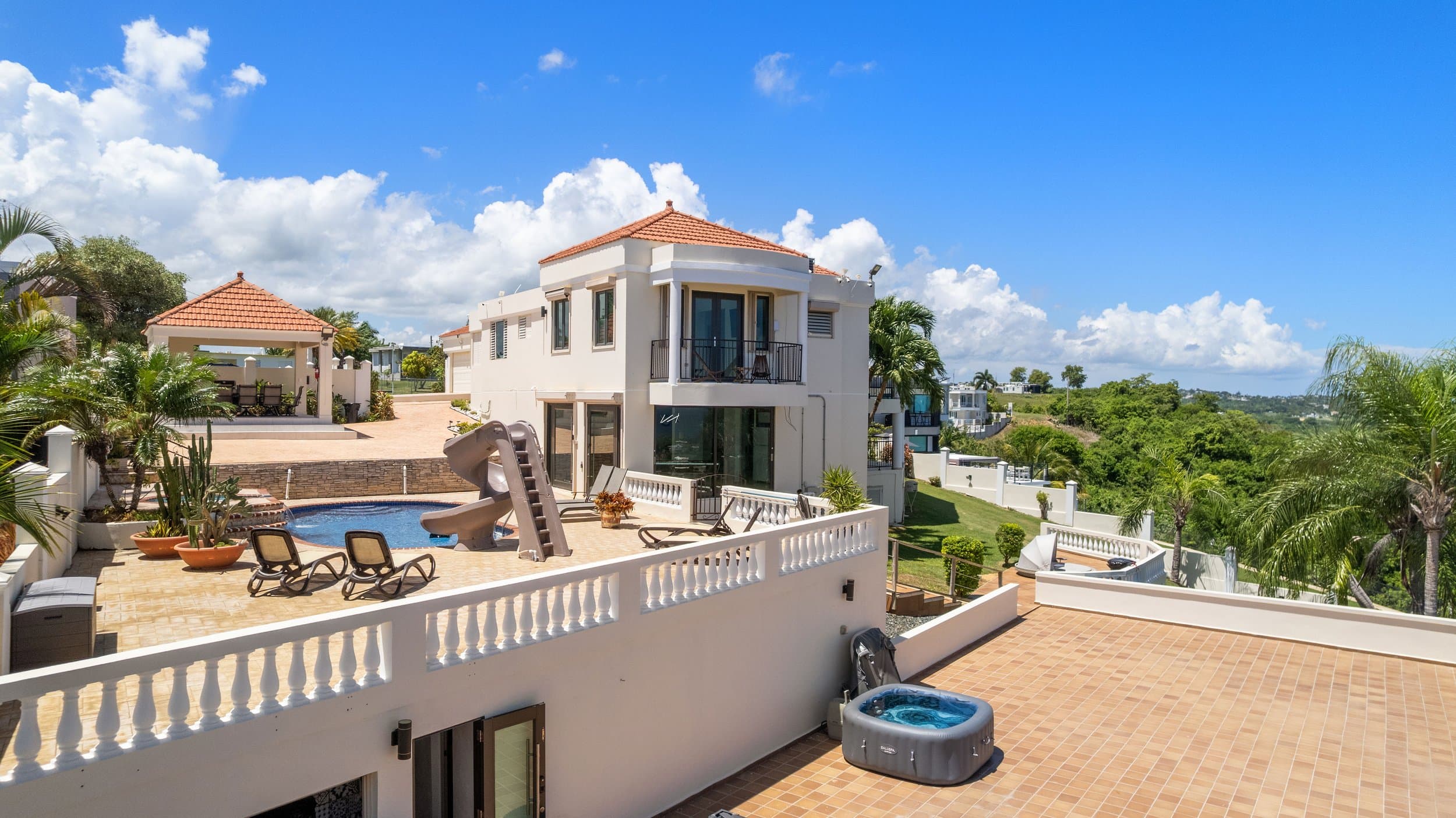 Casa Nakhla from above with ocean horizon