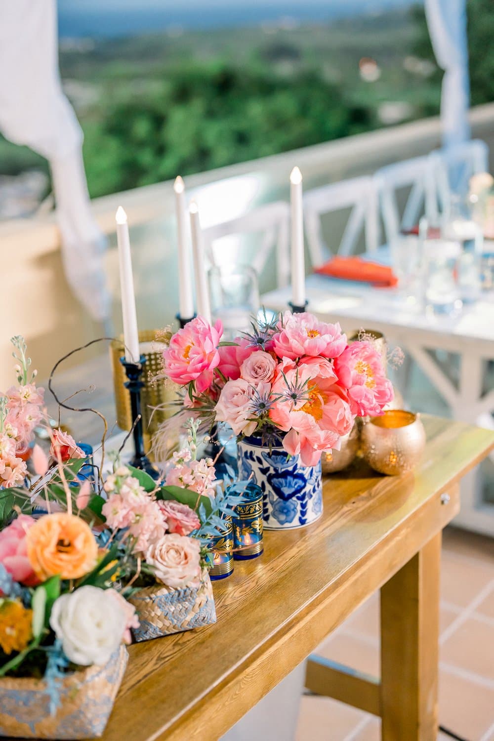 Floral arrangements at the villa