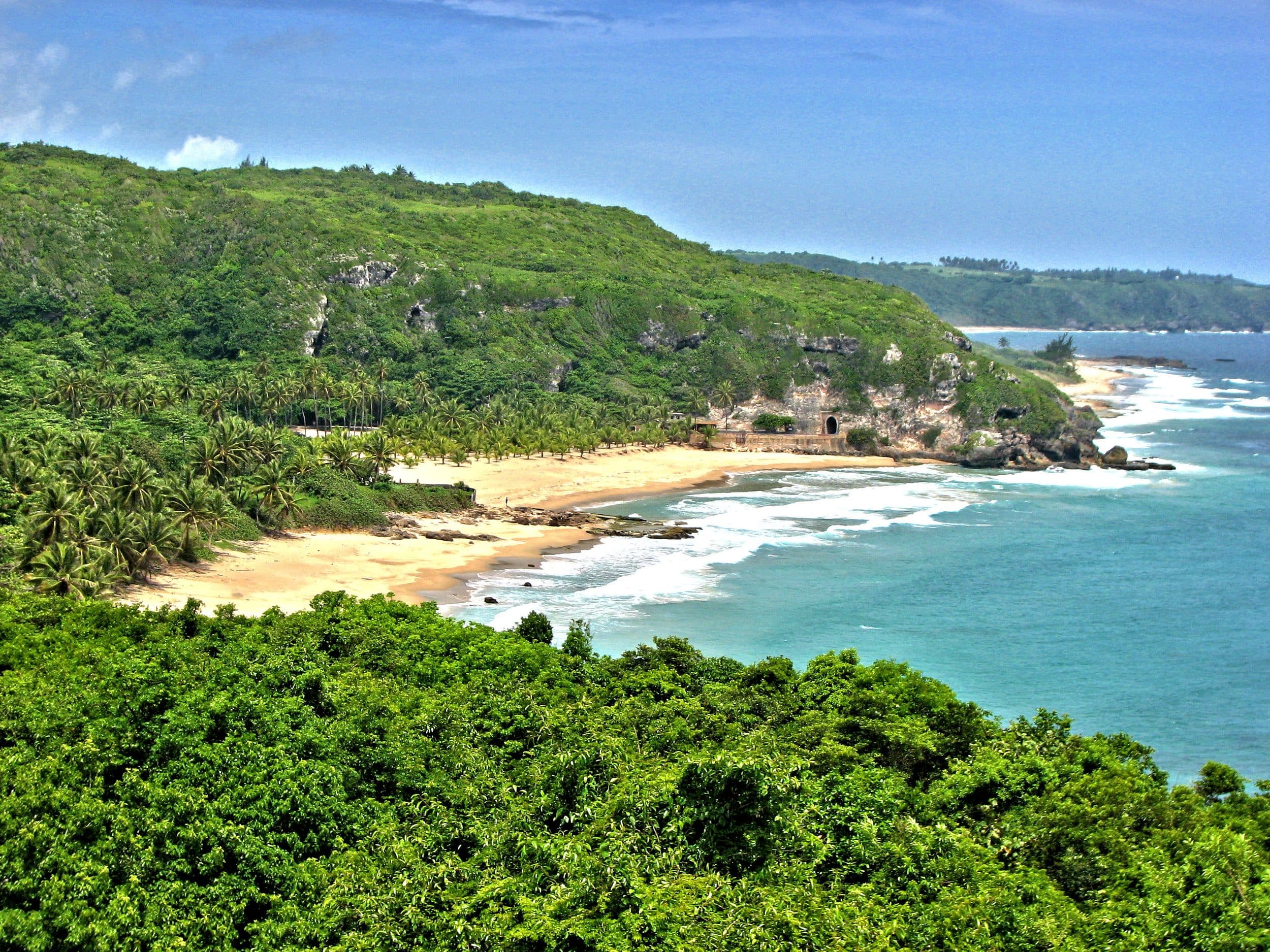 The Guajataca coastline, beach and old railroad tunnel on Puerto Rico's north shore