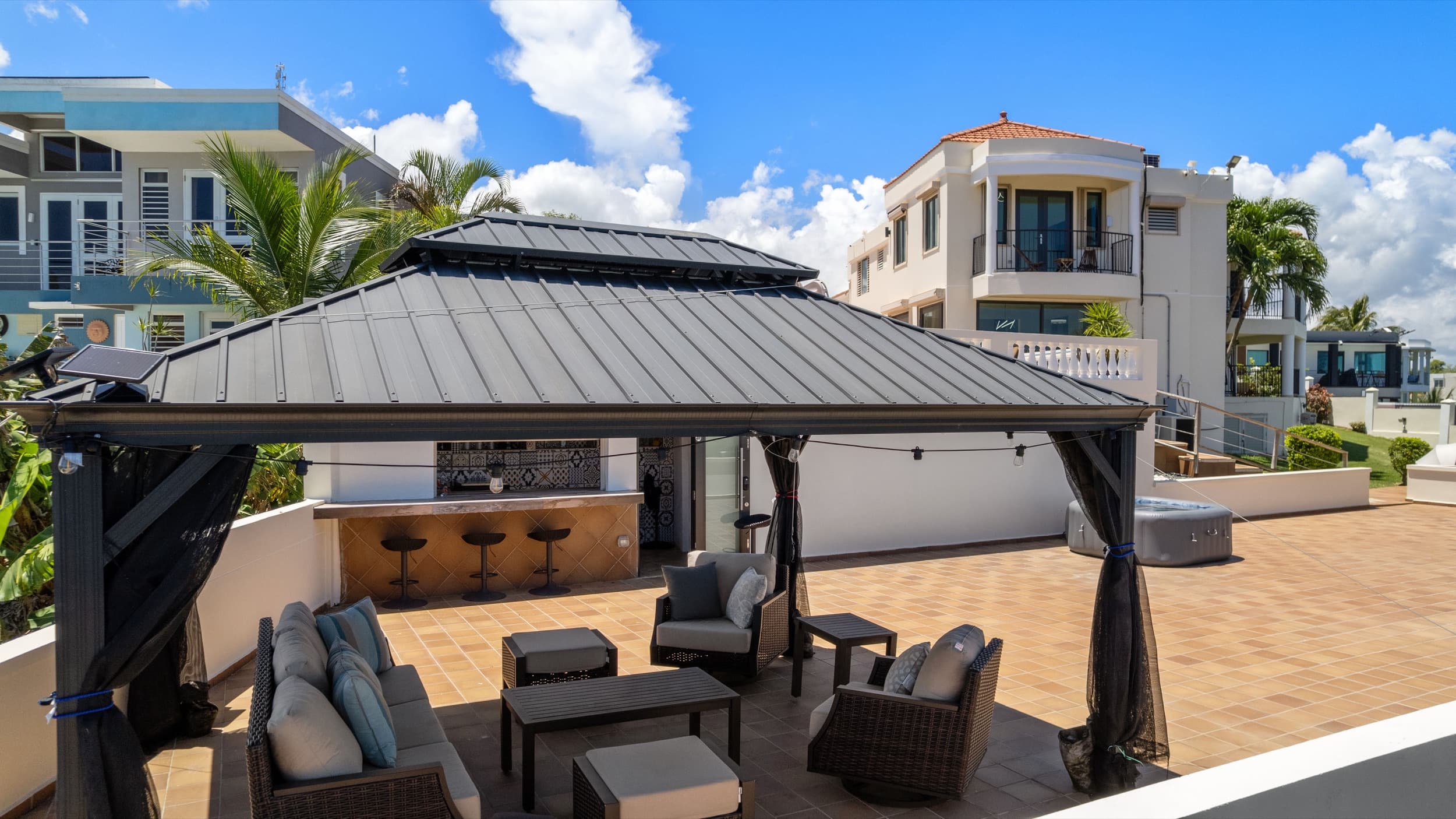 Gazebo lounge beside the pool deck